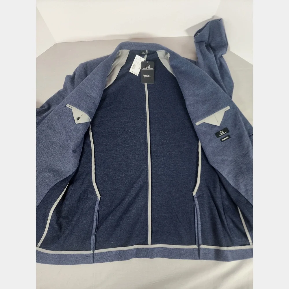 NWT Lot Michael Strahan Mens Modern Fit Knit Sport Coat Blazer Blue Grey Navy M